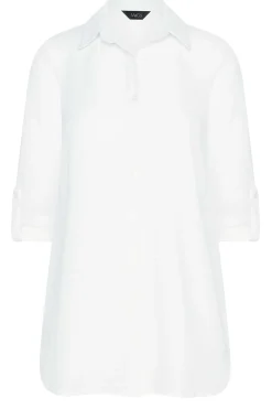 M&Co Womens M&Co Ivory White Dobby Check Tab Sleeve Shirt