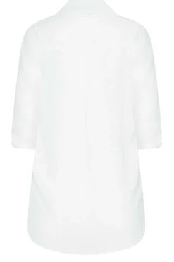 M&Co Womens M&Co Ivory White Dobby Check Tab Sleeve Shirt