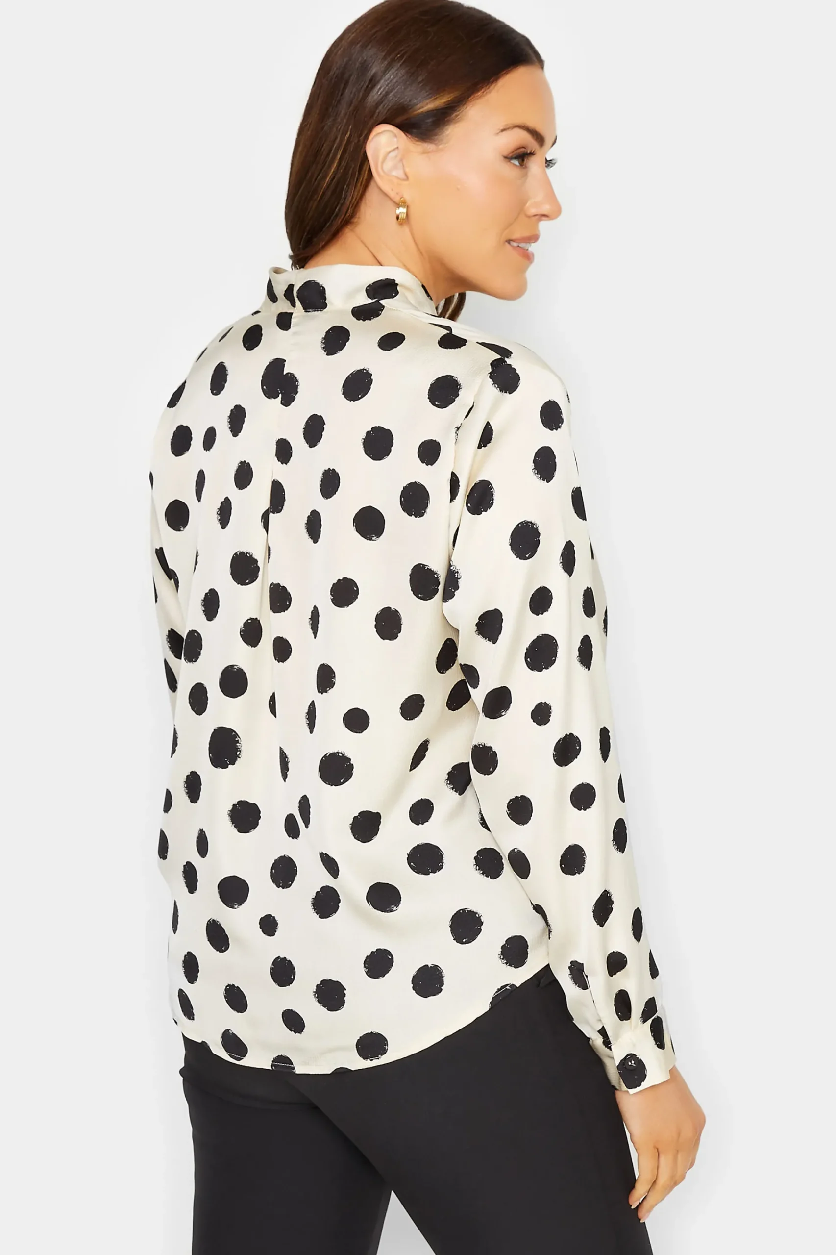 M&Co Womens M&Co Ivory White Polka Dot Print Wrap Front Blouse