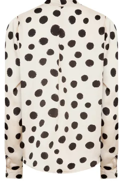 M&Co Womens M&Co Ivory White Polka Dot Print Wrap Front Blouse