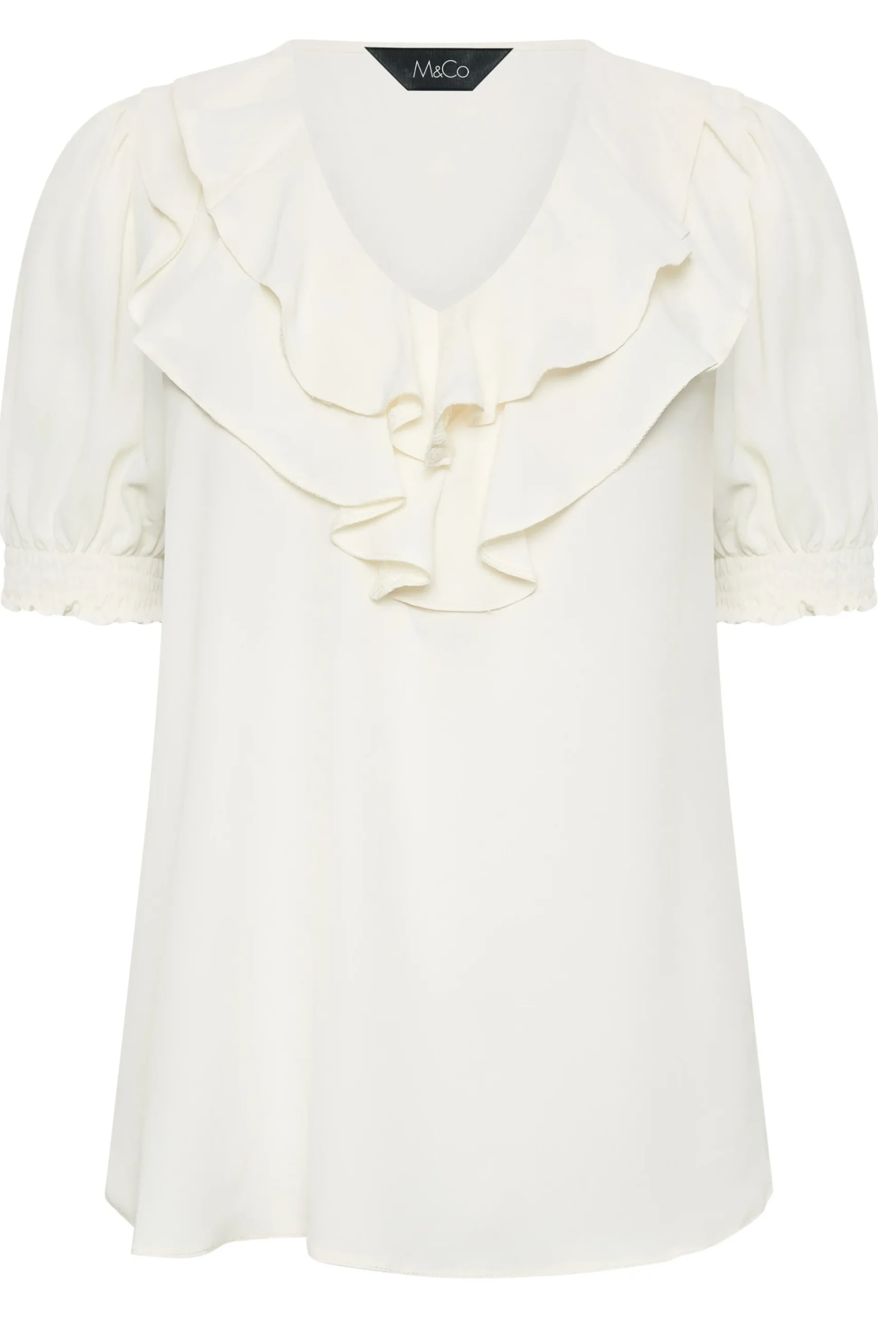 M&Co Womens M&Co Ivory White Frill Front Blouse