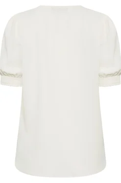 M&Co Womens M&Co Ivory White Frill Front Blouse