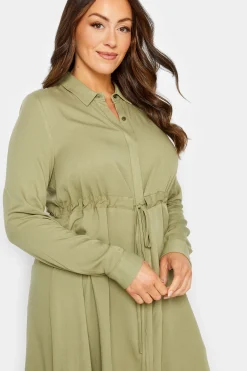 M&Co Womens M&Co Khaki Green Tie Waist Tunic Shirt