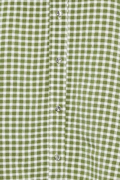M&Co Womens M&Co Khaki Green Gingham Short Sleeve Shirt