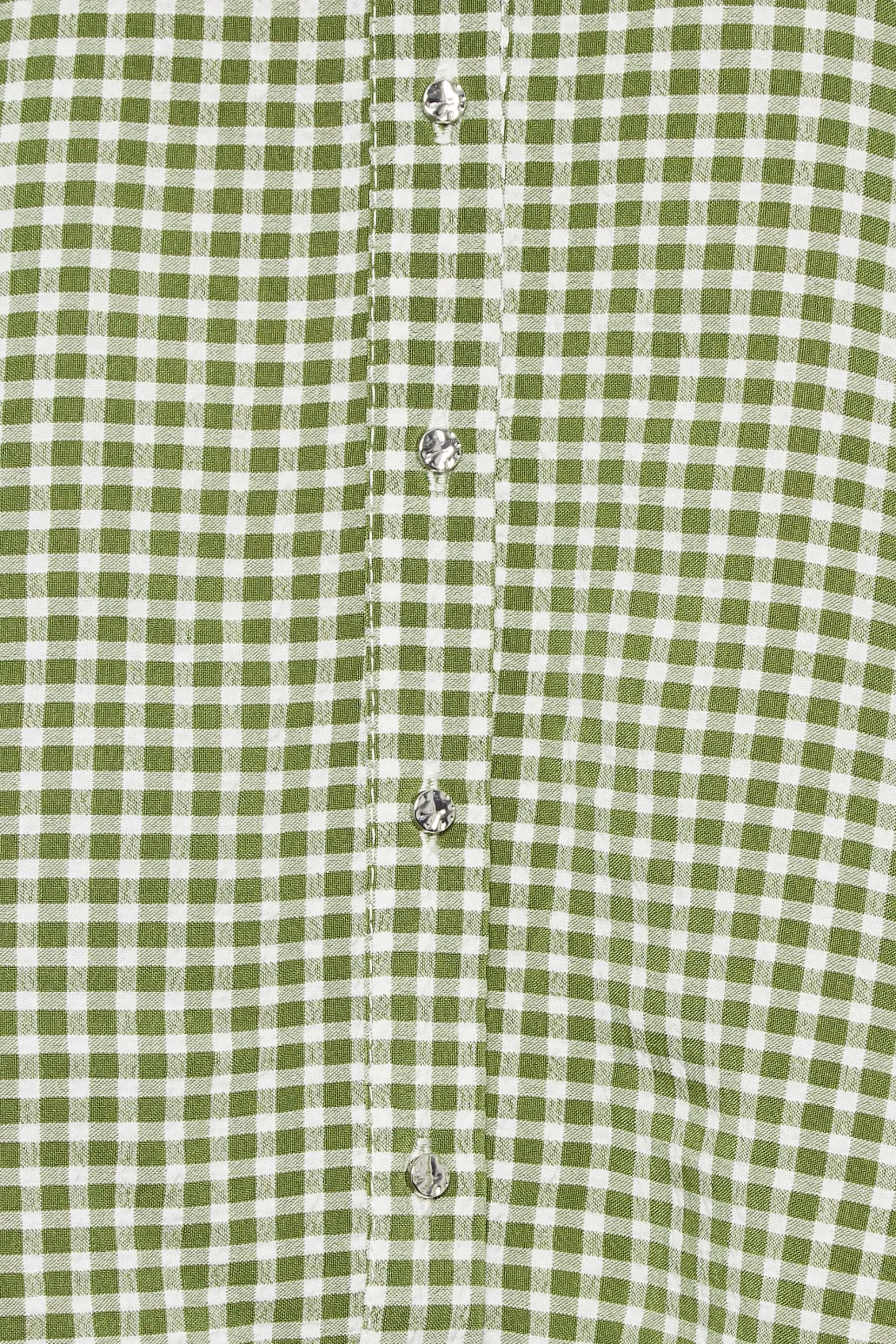 M&Co Womens M&Co Khaki Green Gingham Short Sleeve Shirt