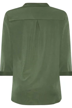 M&Co Womens M&Co Khaki Green Half Placket Shirt