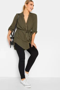 M&Co Womens M&Co Khaki Green Tie Waist Blouse