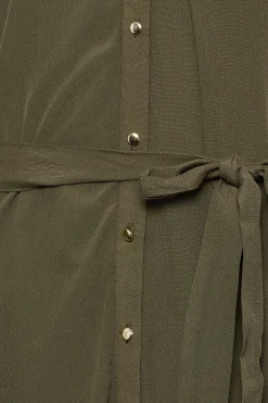 M&Co Womens M&Co Khaki Green Tie Waist Blouse