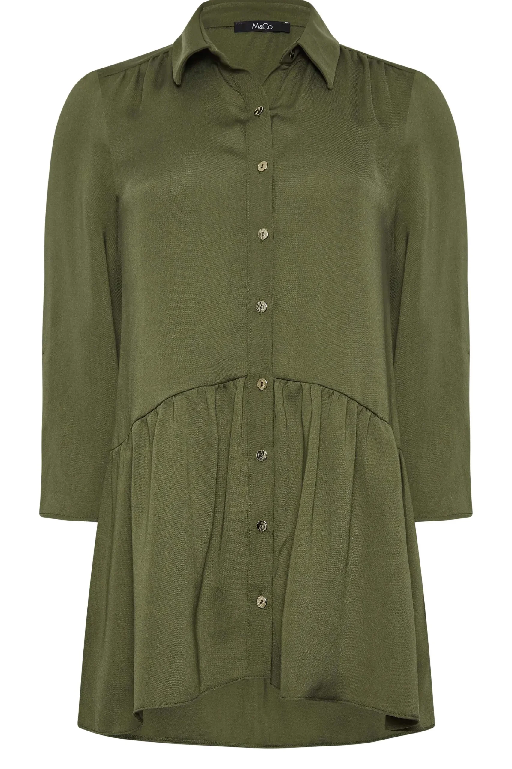 M&Co Womens M&Co Khaki Green Frill Hem Shirt