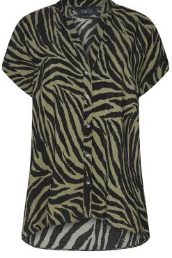 M&Co Womens M&Co Khaki Green Zebra Print Shirt