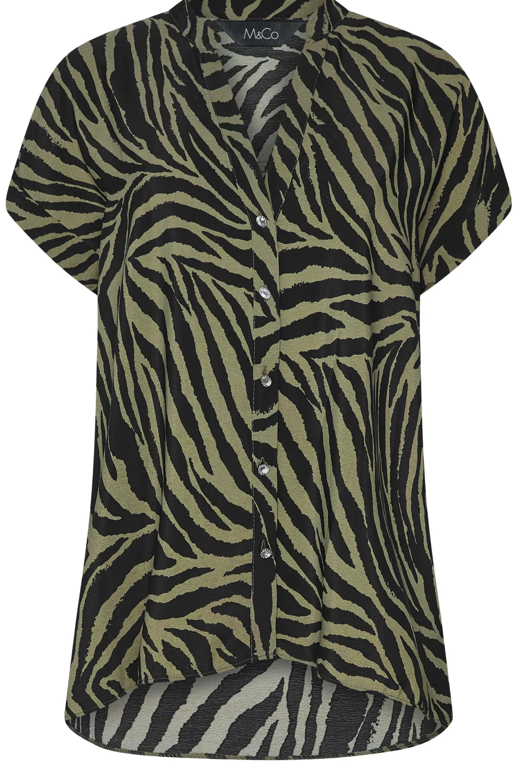 M&Co Womens M&Co Khaki Green Zebra Print Shirt