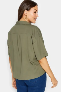 M&Co Womens M&Co Khaki Green V-Neck Wrap Blouse