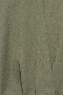 M&Co Womens M&Co Khaki Green V-Neck Wrap Blouse