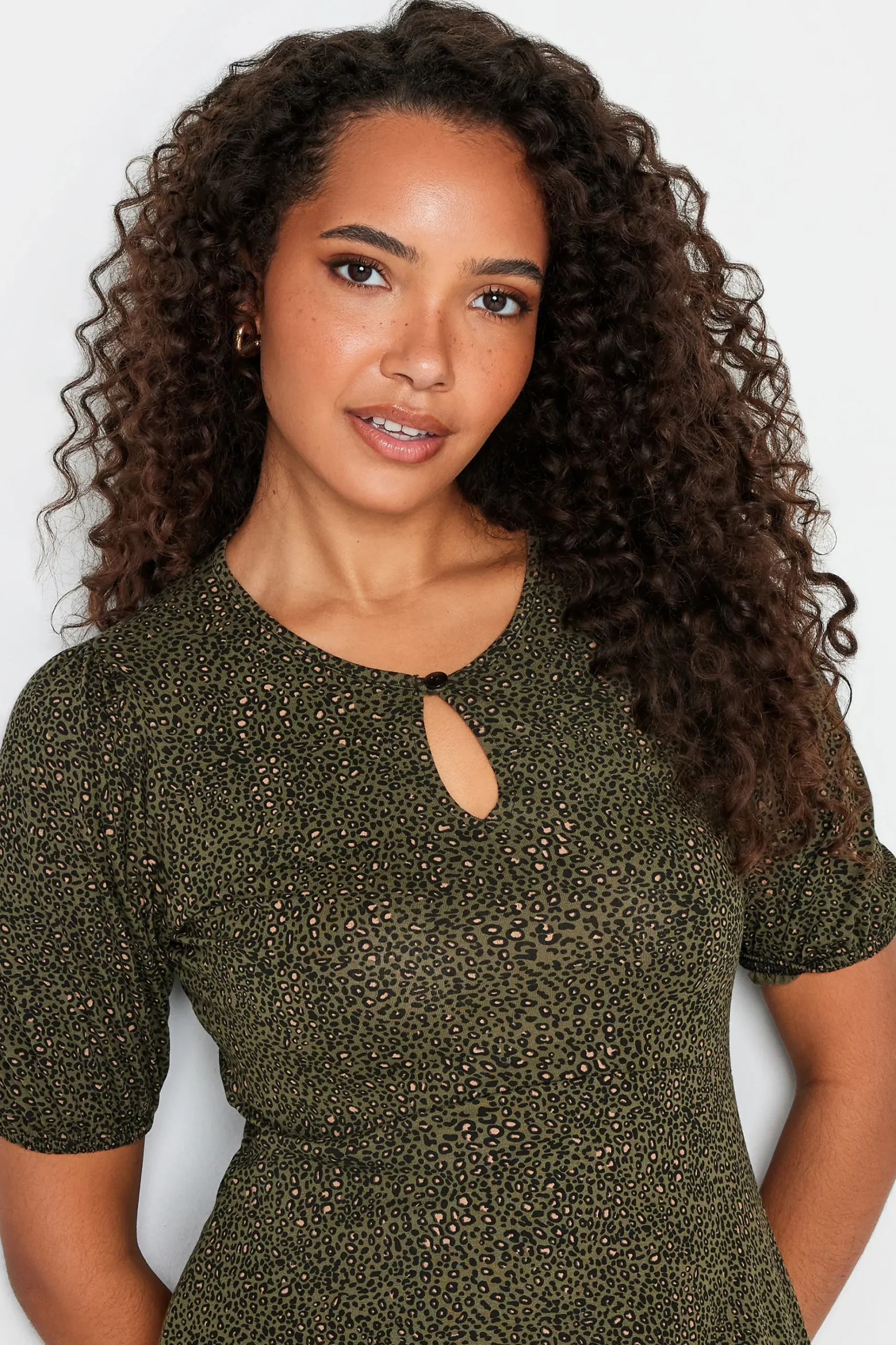 M&Co Womens M&Co Khaki Green Animal Markings Keyhole Maxi Dress