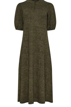 M&Co Womens M&Co Khaki Green Animal Markings Keyhole Maxi Dress