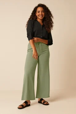 M&Co Womens M&Co Khaki Green Crepe Wide Leg Trousers