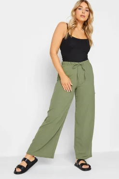 M&Co Womens M&Co Khaki Green Crepe Wide Leg Trousers