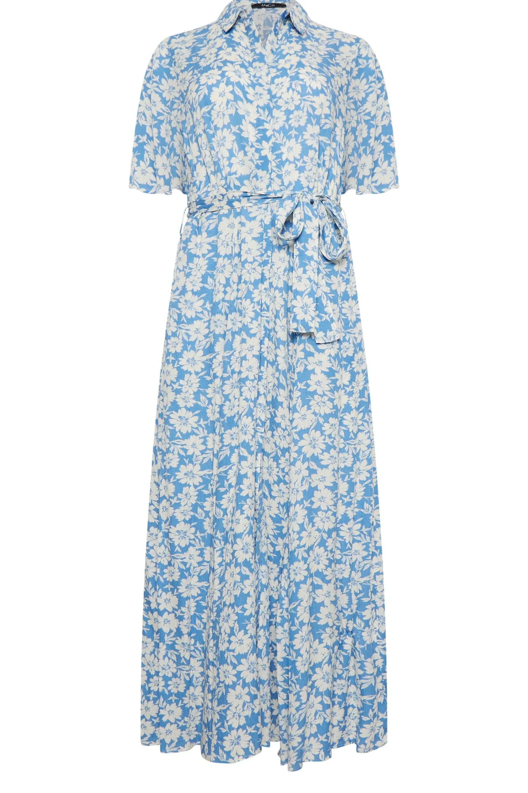 M&Co Womens M&Co Light Blue Floral Print Maxi Shirt Dress