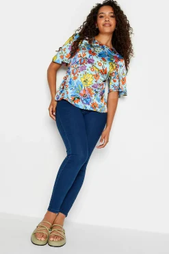 M&Co Womens M&Co Light Blue Floral Tie Back Blouse