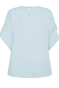 M&Co Womens M&Co Light Blue Frill Sleeve Blouse