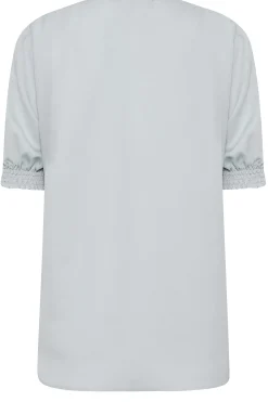 M&Co Womens M&Co Light Blue Frill Front Blouse