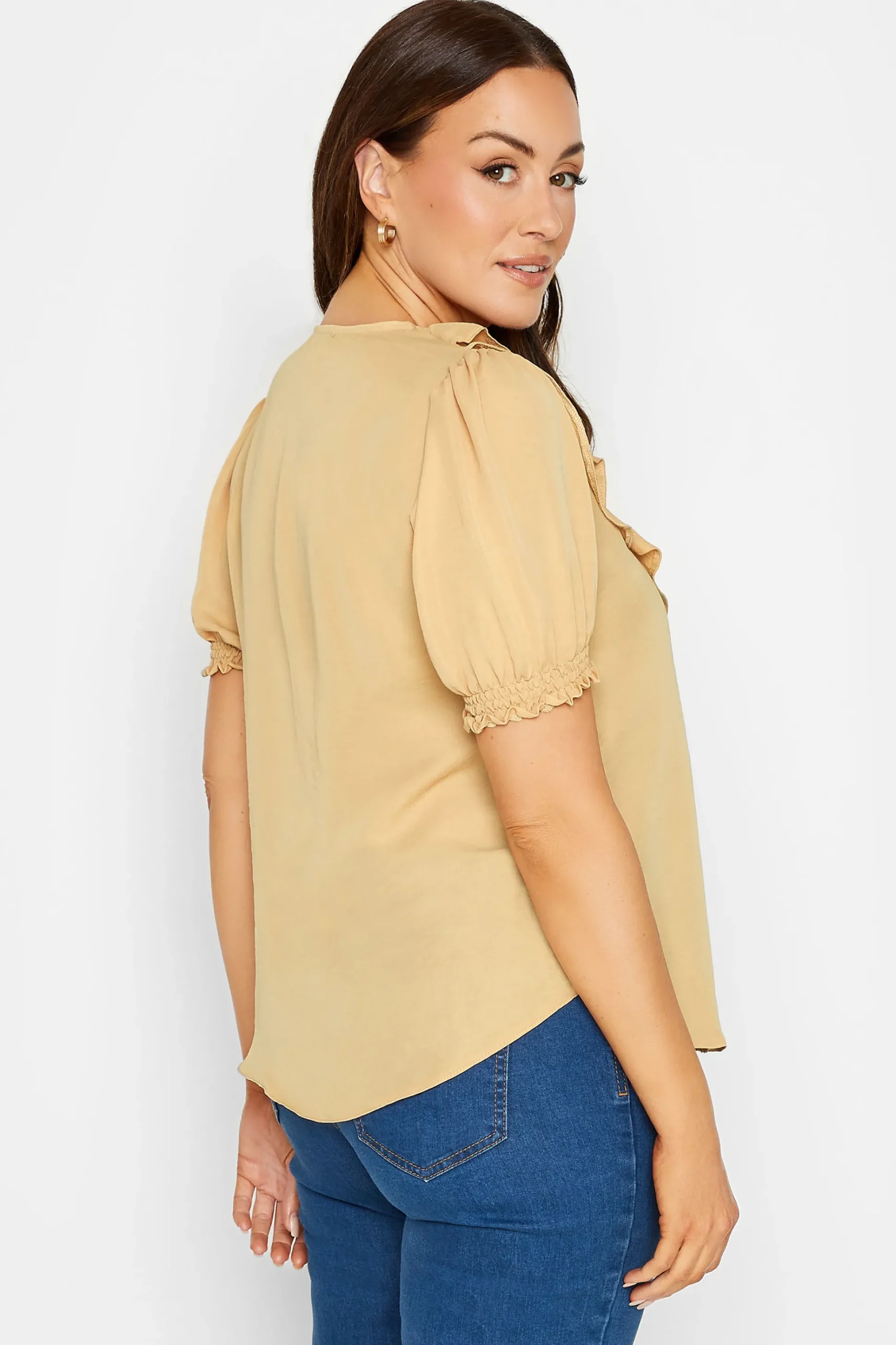 M&Co Womens M&Co Light Orange Frill Front Blouse