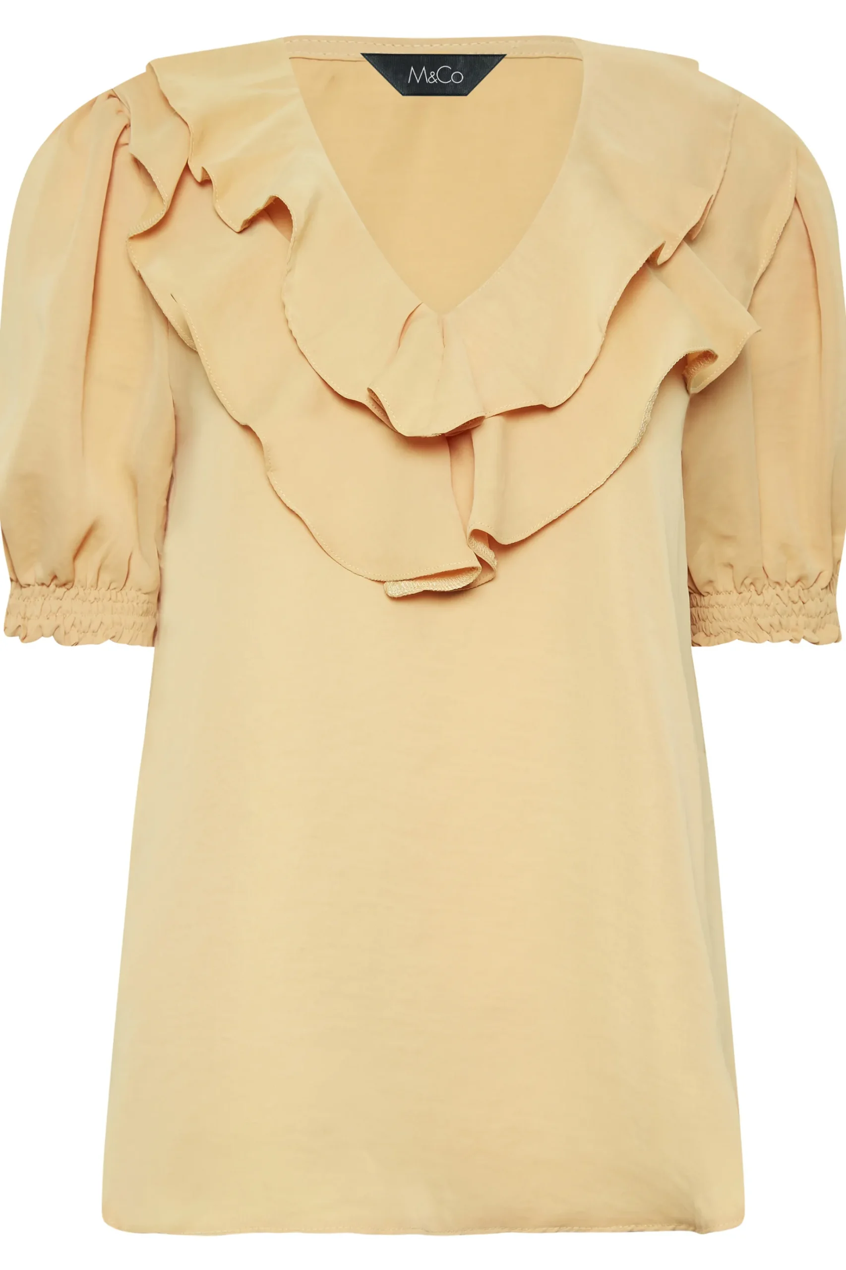 M&Co Womens M&Co Light Orange Frill Front Blouse