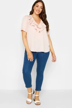 M&Co Womens M&Co Light Pink Frill Front Blouse