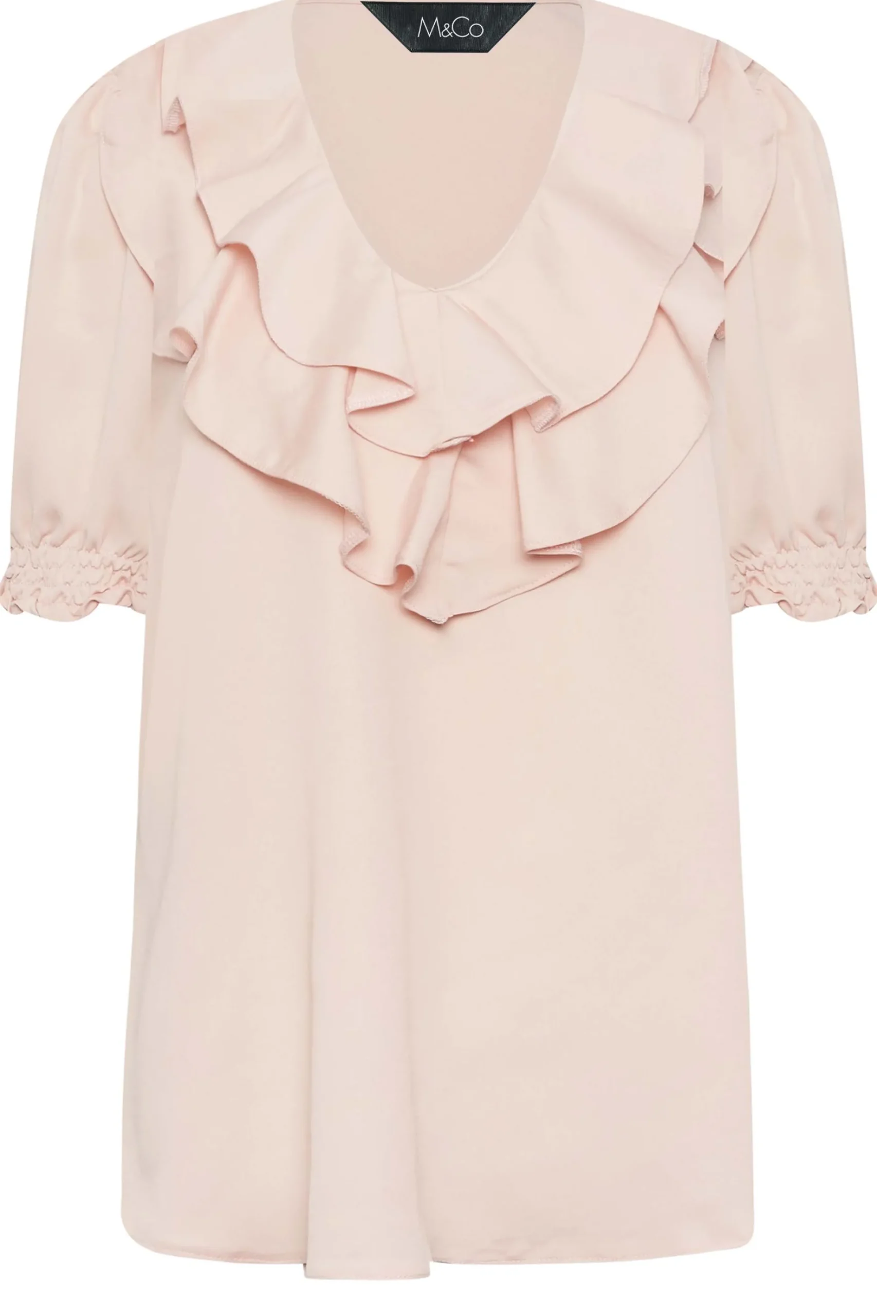 M&Co Womens M&Co Light Pink Frill Front Blouse