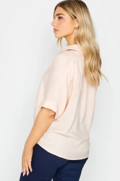 M&Co Womens M&Co Light Pink V-Neck Collared Shirt