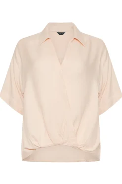 M&Co Womens M&Co Light Pink V-Neck Collared Shirt