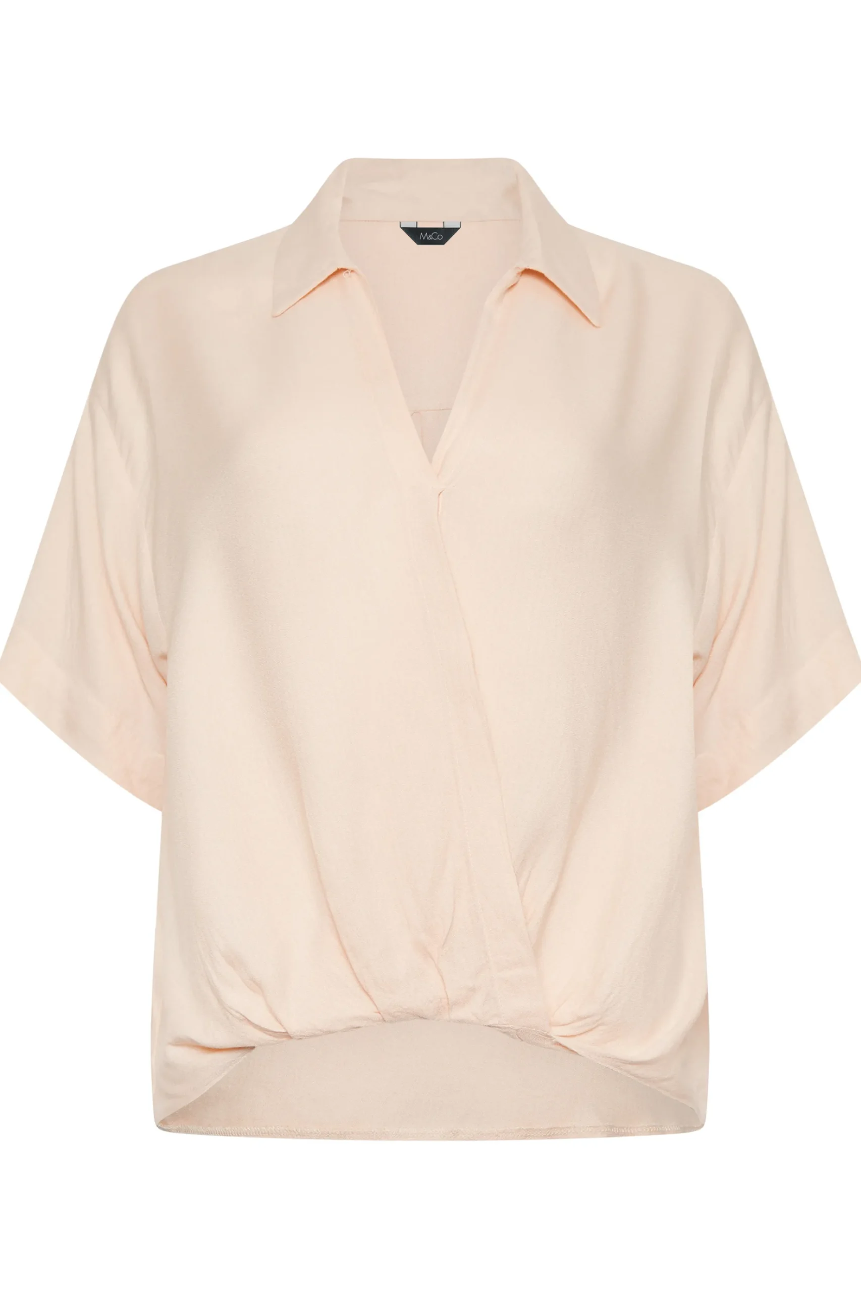 M&Co Womens M&Co Light Pink V-Neck Collared Shirt