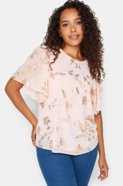 M&Co Womens M&Co Light Pink Floral Shimmer Blouse