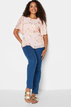 M&Co Womens M&Co Light Pink Floral Shimmer Blouse