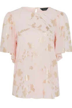 M&Co Womens M&Co Light Pink Floral Shimmer Blouse