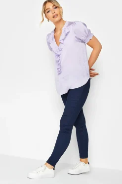 M&Co Womens M&Co Lilac Purple Frill Satin Blouse