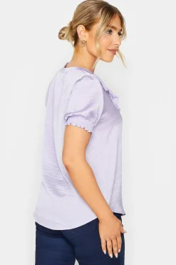M&Co Womens M&Co Lilac Purple Frill Satin Blouse