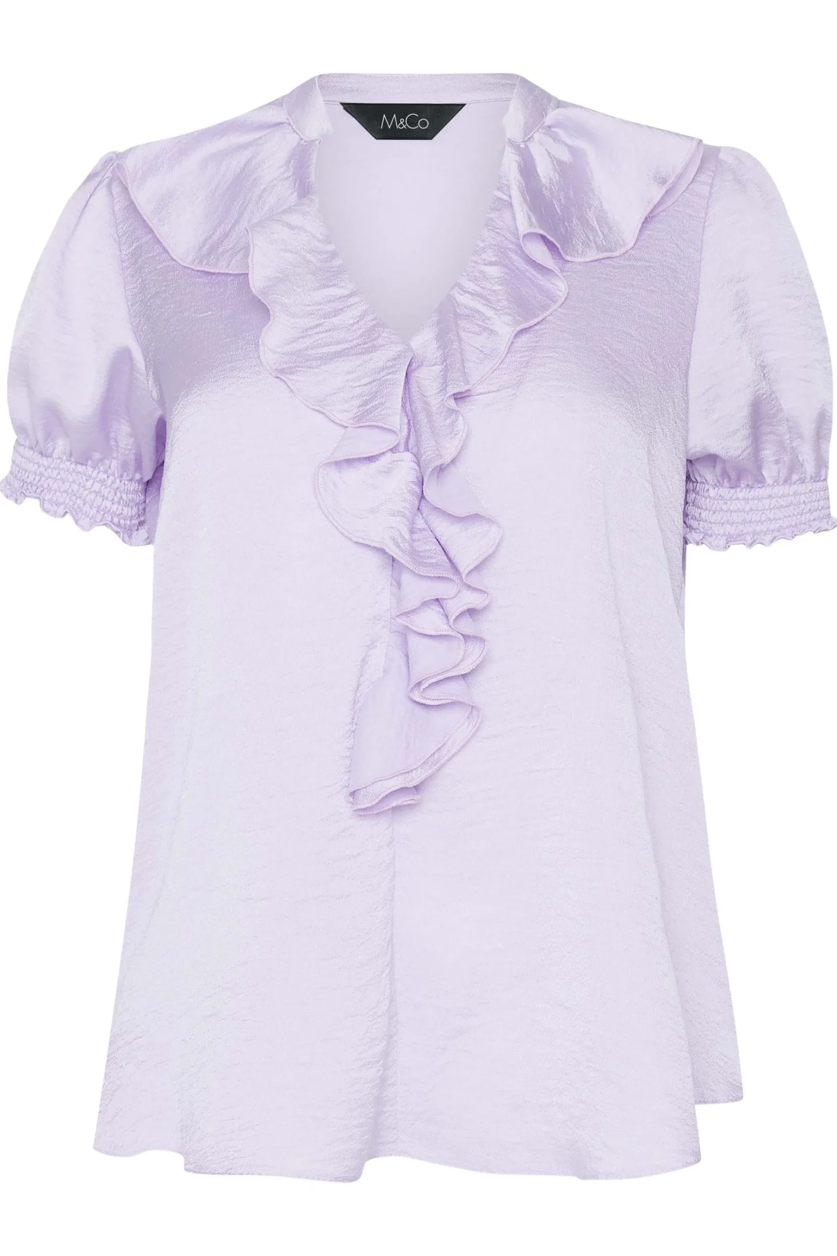 M&Co Womens M&Co Lilac Purple Frill Satin Blouse