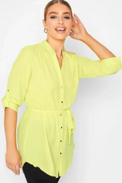 M&Co Womens M&Co Lime Green Tie Waist Blouse