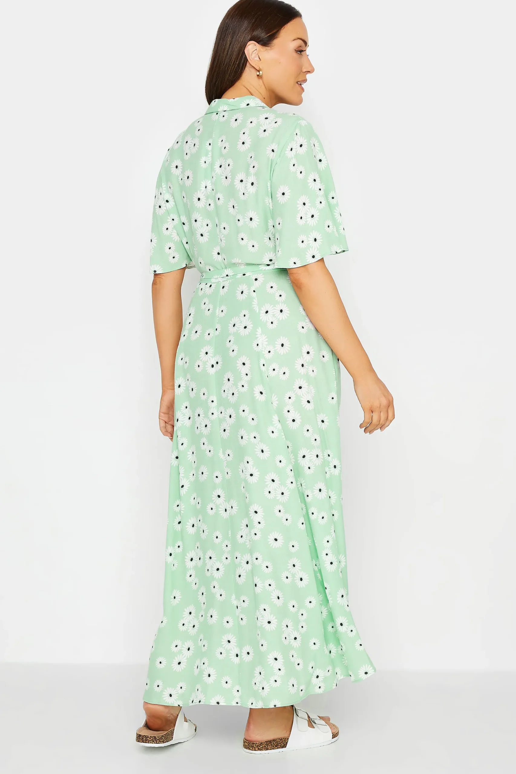 M&Co Womens M&Co Mint Green Daisy Print Maxi Shirt Dress