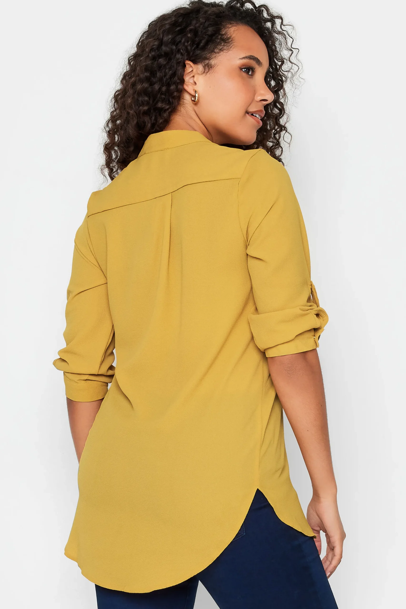 M&Co Womens M&Co Mustard Yellow Tab Sleeve Blouse
