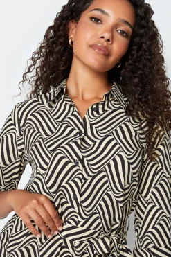 M&Co Womens M&Co Natural Brown Geometric Print Shirt Dress