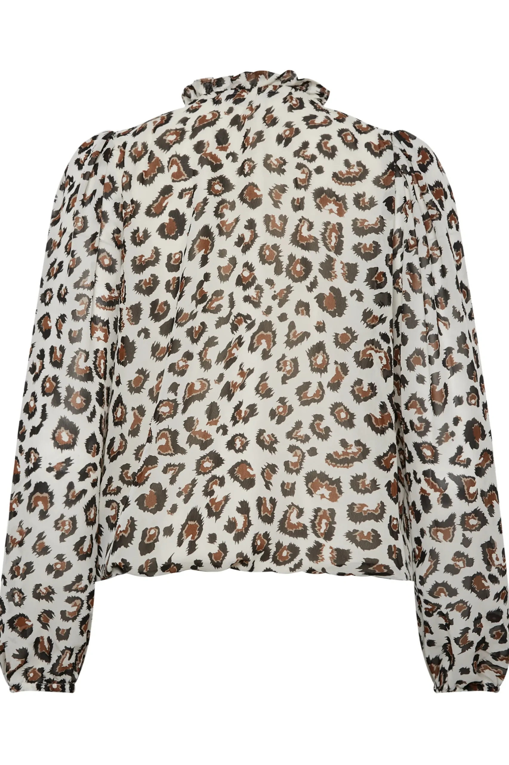 M&Co Womens M&Co Natural Brown Animal Print Tie Neck Blouse