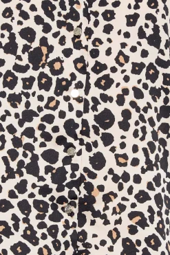 M&Co Womens M&Co Natural Leopard Frill Sleeve Blouse