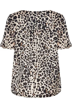 M&Co Womens M&Co Natural Leopard Frill Sleeve Blouse