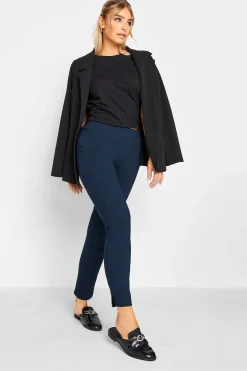 M&Co Womens M&Co Navy Blue Stretch Bengaline Trousers