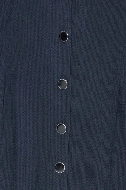 M&Co Womens M&Co Navy Blue Textured Button Through Dress