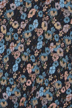 M&Co Womens M&Co Navy Blue Floral Pleated Blouse