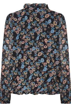 M&Co Womens M&Co Navy Blue Floral Pleated Blouse