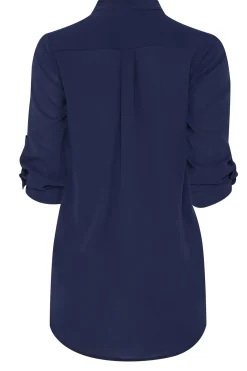 M&Co Womens M&Co Navy Blue Tab Sleeve Blouse